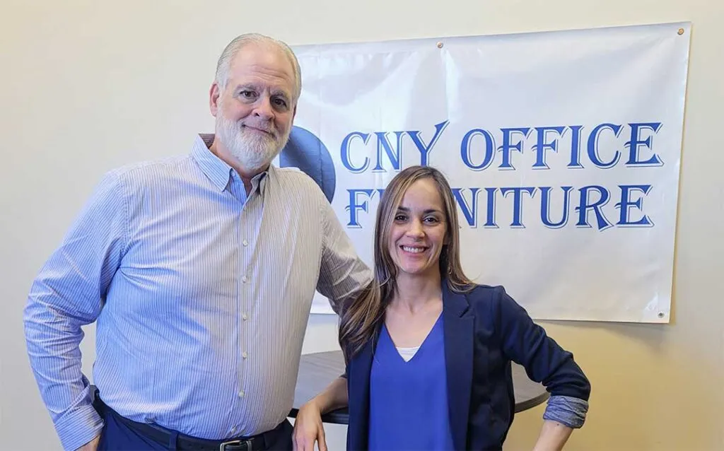 Mark Thompson and Destiny Piche at CNY Office Furniture showroom